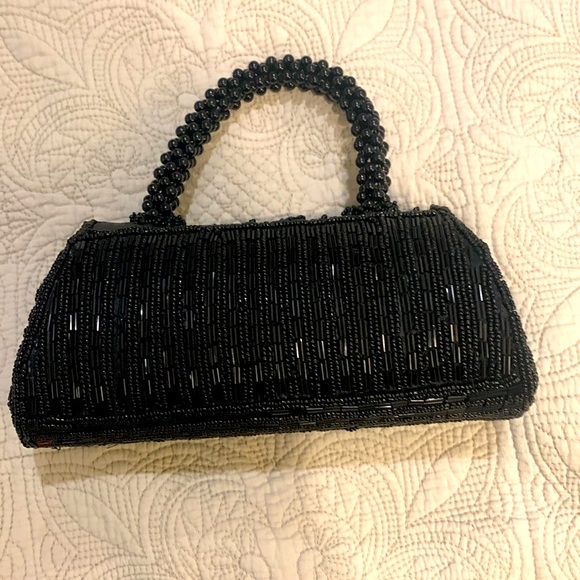 Evening bag, black beaded - Picture 2 of 4
